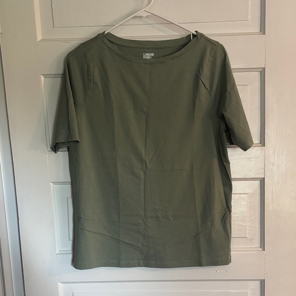 Lands' End Women’s Tall Olive Short Sleeve Tee